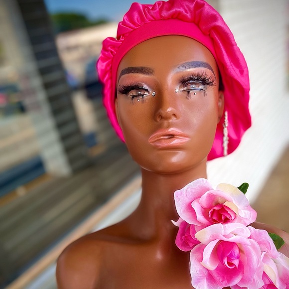 Pink Satin Bonnet - Picture 2 of 3